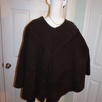 Vintage Brown Suede Heavy Brown Cape Size L-2x - Thumbnail 3