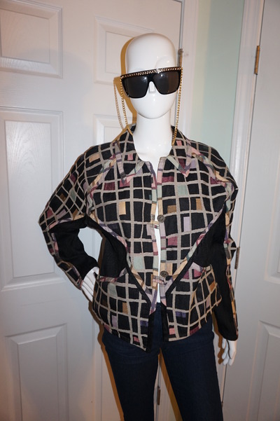 Vintage treadle black/white blazer size l