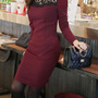 Fashion Lace Sheath Knee-Length Plain Womens Dresses 023-141220009-1