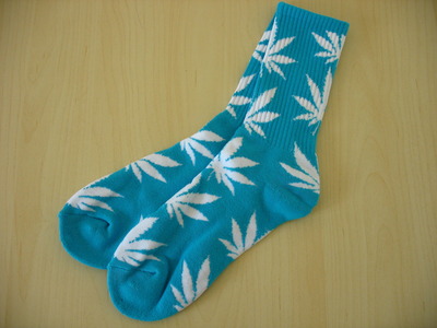 Harajuku Weed Marijuana Crew Socks Bluebird/White Color
