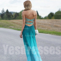Gradient prom dress, long prom dress, sweetheart prom dress, blue prom dress, cheap prom dress, backless prom dress, sexy prom dress,  PD15014 - Thumbnail 2