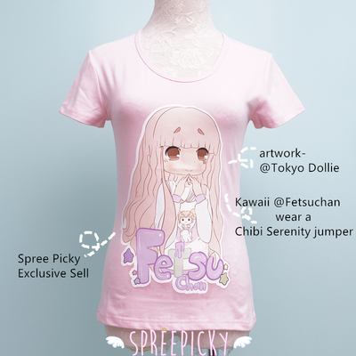 "chibi fetsu chan" kawaii custom design tailor made cotton t-shirt top free ship sp140844