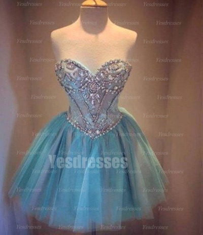 Blue prom dress, pretty prom dress, formal prom dress, short prom dress, cheap prom dress, unique prom dress, short homecoming dress, PD15047