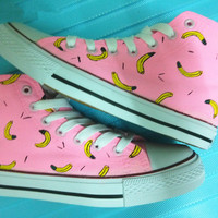 Harajuku banana cherry-painted canvas shoes - Thumbnail 1