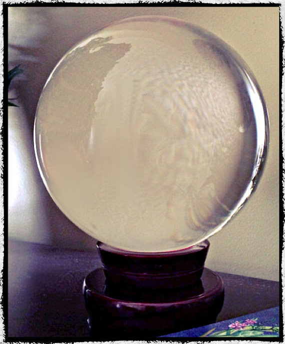 Extra Large Quartz Crystal Ball 8" Diameter, Wicca, Pagan, Divination, Scrying, Occult