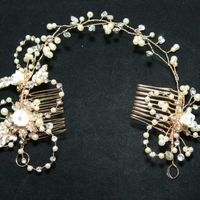 SILVER Bridal Wedding Bride Rhinestone Crystal Swarovski Pearl tiara Headband Combs - Thumbnail 1
