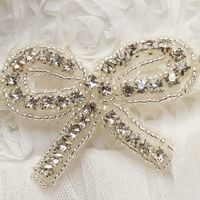 Ribbon Bow Rhinestone Crystal Wedding Bridal Sandal Shoe Clips Decorations Pair - Thumbnail 1