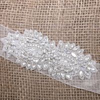 Iron Sew Rhinestone Crystal Wedding Bridal Craft DIY Applique Sash Dress Motif - Thumbnail 2