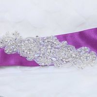 7" Vintage Style Snow Snowflake Snow Acrylic Beaded Pearl Ribbon Belt Applique - Thumbnail 2
