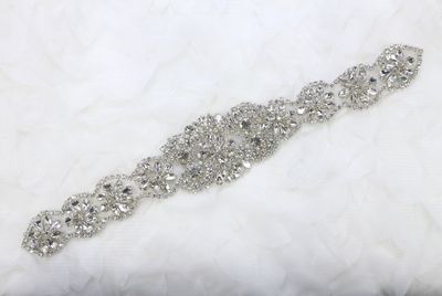 Pearl Vintage Style Classic Long Crystal Rhinestone Wedding Bridal Applique