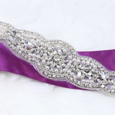 Pearl vintage style classic long crystal rhinestone wedding bridal applique