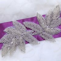 Leaves Leaf Hair Head Acrylic Beaded Wedding Sash Craft Applique DIY - Thumbnail 3