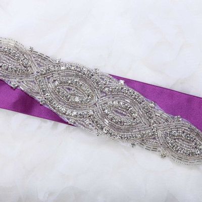 Clear base-iron/ sew beaded glass crystal rhinestone wedding applique - Thumbnail 1