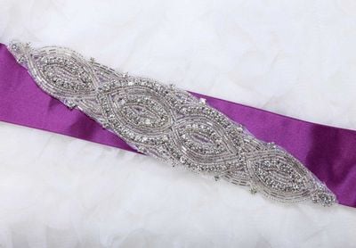 CLEAR BASE-IRON/ SEW BEADED GLASS CRYSTAL RHINESTONE WEDDING APPLIQUE