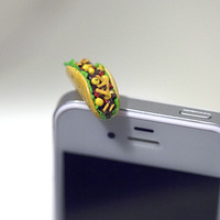 Kawaii Taco Iphone Earphone Plug/Dust Plug - Cellphone Headphone Handmade Decorations - Thumbnail 2