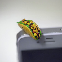 Kawaii Taco Iphone Earphone Plug/Dust Plug - Cellphone Headphone Handmade Decorations - Thumbnail 3