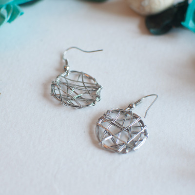 Silver Wire Drop earrings For Weddings, Dangle Silver Metal Chandelier Earrings, Earrings Sterling, Bridal Earrings, ER0771