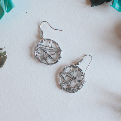 Silver wire drop earrings for weddings, dangle silver metal chandelier earrings, earrings sterling, bridal earrings, er0771