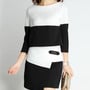 Fashion Cotton Blends Asymmetrical Above Knee Patchwork Womens Dresses 023-141229017-1