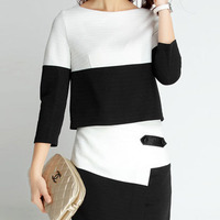 Fashion Cotton Blends Asymmetrical Above Knee Patchwork Womens Dresses 023-141229017 - Thumbnail 3