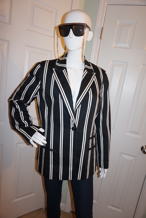 Vintage Metro Style Black White Blazer Size L