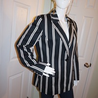 Vintage Metro Style Black White Blazer Size L - Thumbnail 1
