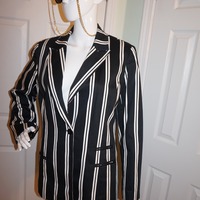 Vintage Metro Style Black White Blazer Size L - Thumbnail 2