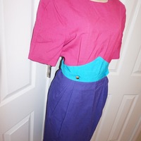 Vintage Pink/Blue/Purple Dress Size L - Thumbnail 1