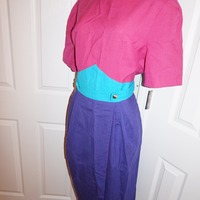 Vintage Pink/Blue/Purple Dress Size L - Thumbnail 2