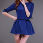 Cute Cotton Blends Pleated Above Knee Plain Womens Dresses 023-141230032-2
