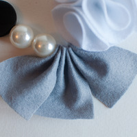 Grey Felt Fabric Flower Statement Necklace, Handmade Wool Felt Wedding Necklace, Navy Blue Flower Fabric Necklace, NL0767 - Thumbnail 4