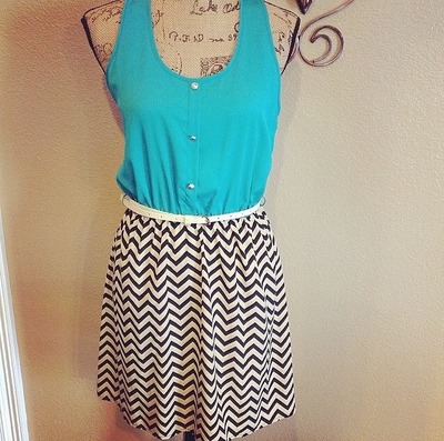 Teal & Chevron Dress