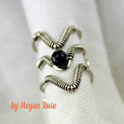 Ear cuffs with black onyx - stackable chevron set of 3