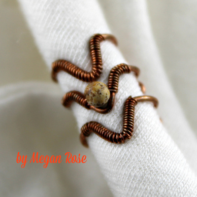 Ear Cuffs with Leopard Skin Jasper - Stackable Chevron Set of 3
