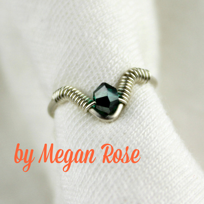 Ear Cuff with Emerald Green Swarovski Crystal - Single Chevron