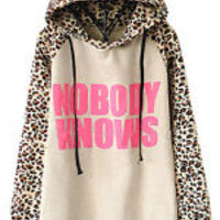 NOBODY KNOWS Print Hooded Leopard Sweatshirt Hoodies - Thumbnail 1