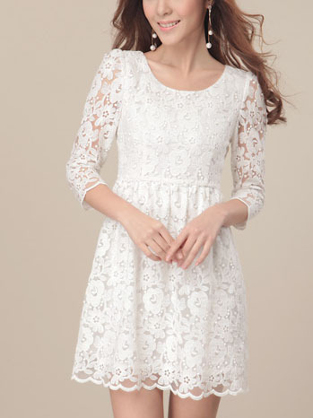 Sexy lace a line above knee plain womens dresses 023-141231017