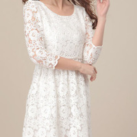 Sexy Lace A Line Above Knee Plain Womens Dresses 023-141231017 - Thumbnail 1