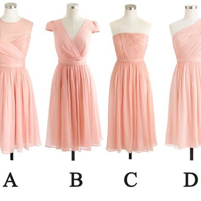 Short bridesmaid dress, pink bridesmaid dress, chiffon bridesmaid dress, cheap bridesmaid dress, mismatched bridesmaid dresses, bd140871