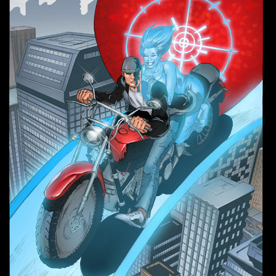 Ghost assassin love on a motorcycle valentine's day poster