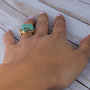 Turquoise Magnesite Gold Wire Wrapped Ring | Anti Tarnish Wire Ring-1