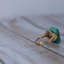 Turquoise Magnesite Gold Wire Wrapped Ring | Anti Tarnish Wire Ring-3