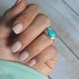Turquoise Teardrop Magnesite Silver Ring | Wire Wrapped Ring | Stone Ring-3