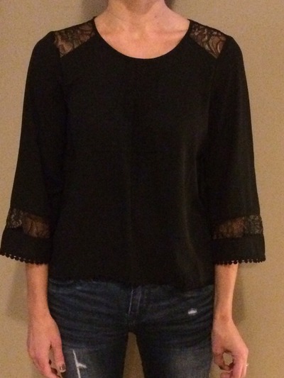 Chiffon & Lace Bell Sleeve Top