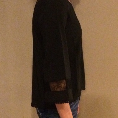 Chiffon & lace bell sleeve top