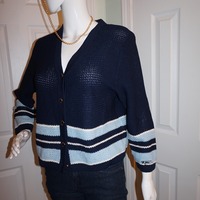 Vintage St. John Blue Cardigan Sweater Size M-L - Thumbnail 2