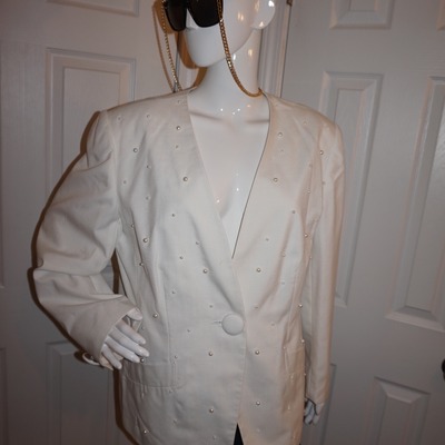 Vintage morgan miller white pearl blazer size xl