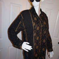 Vintage Connections Black Polka Dot Top Size XL - Thumbnail 1