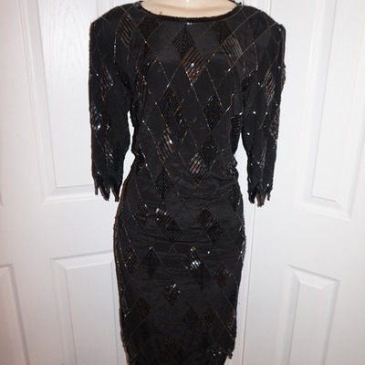 Vintage argenti black sequins dress size l