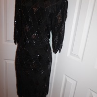 Vintage Argenti Black Sequins Dress Size L - Thumbnail 3